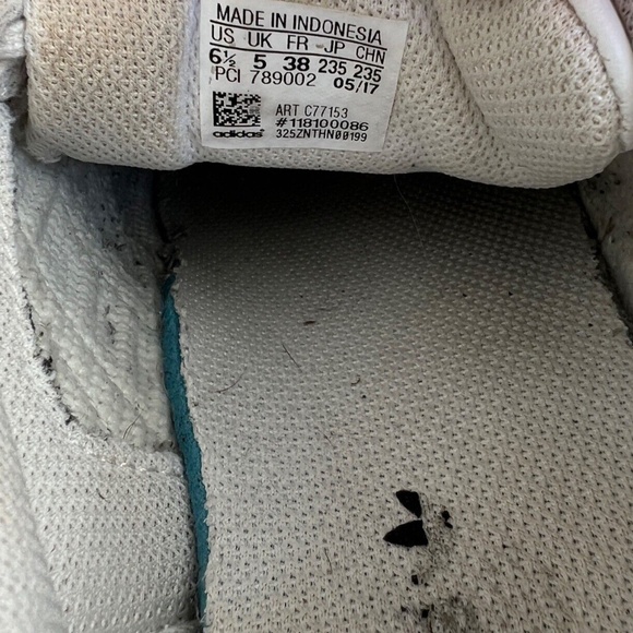 Adidas Superstar Sneakers White w.Navy Blue Stripes Womens Runners Size 6 1/2 - Picture 9 of 10